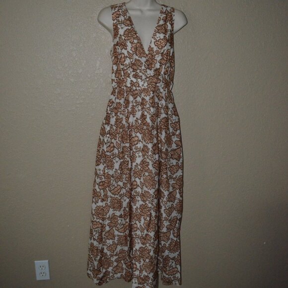 NWT $348 Sz M Xirena Rayven Criss Cross Sleeveless Cream Toffee Maxi Dress - Picture 1 of 8
